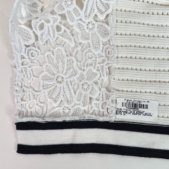 FRENCH CONNECTION Women Small Textured White Knit V-Neck Sweater Generous Sizing - Picture 12 of 16